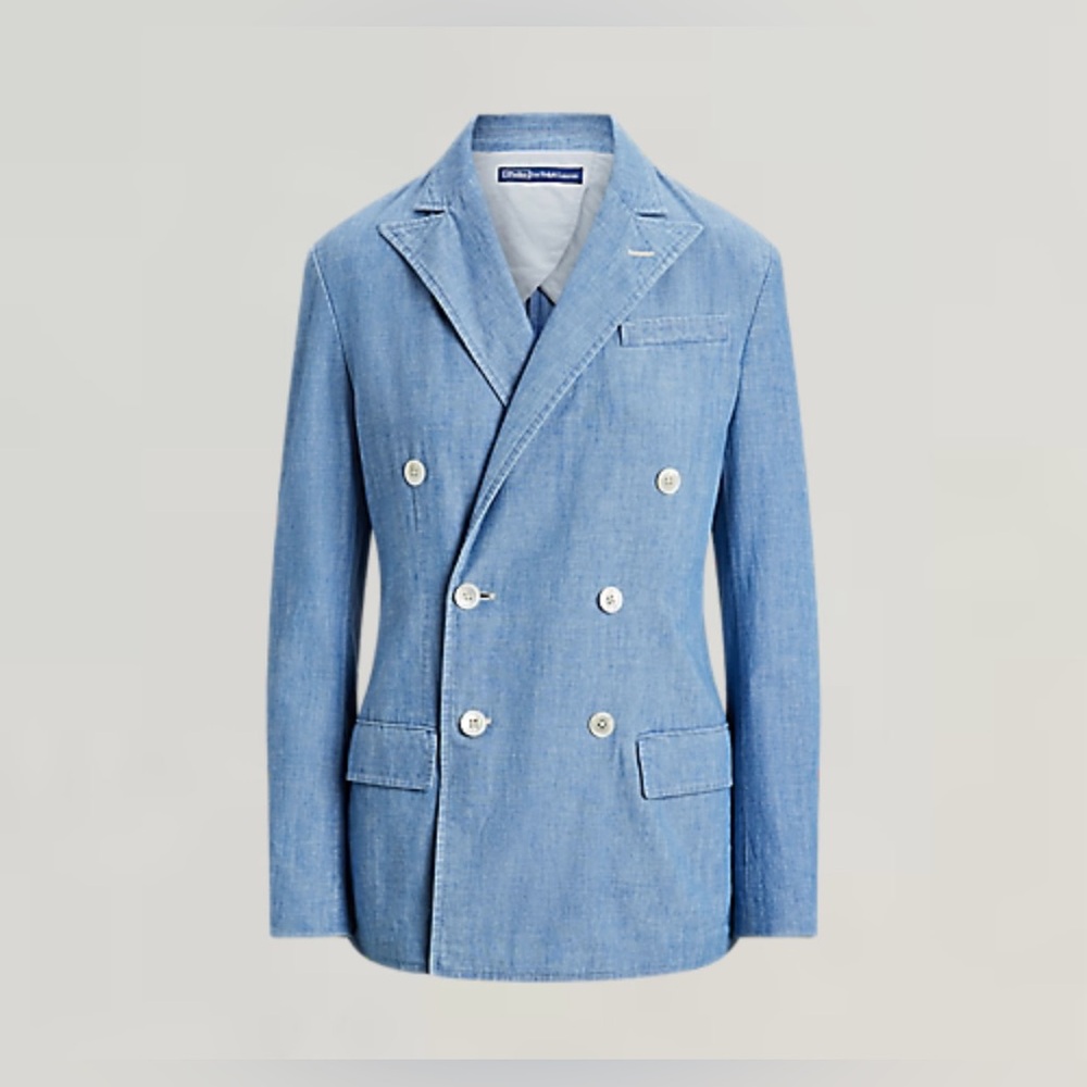 NEW Polo Ralph Lauren Women's 4  Double-Breasted Chambray Blazer NWT $698